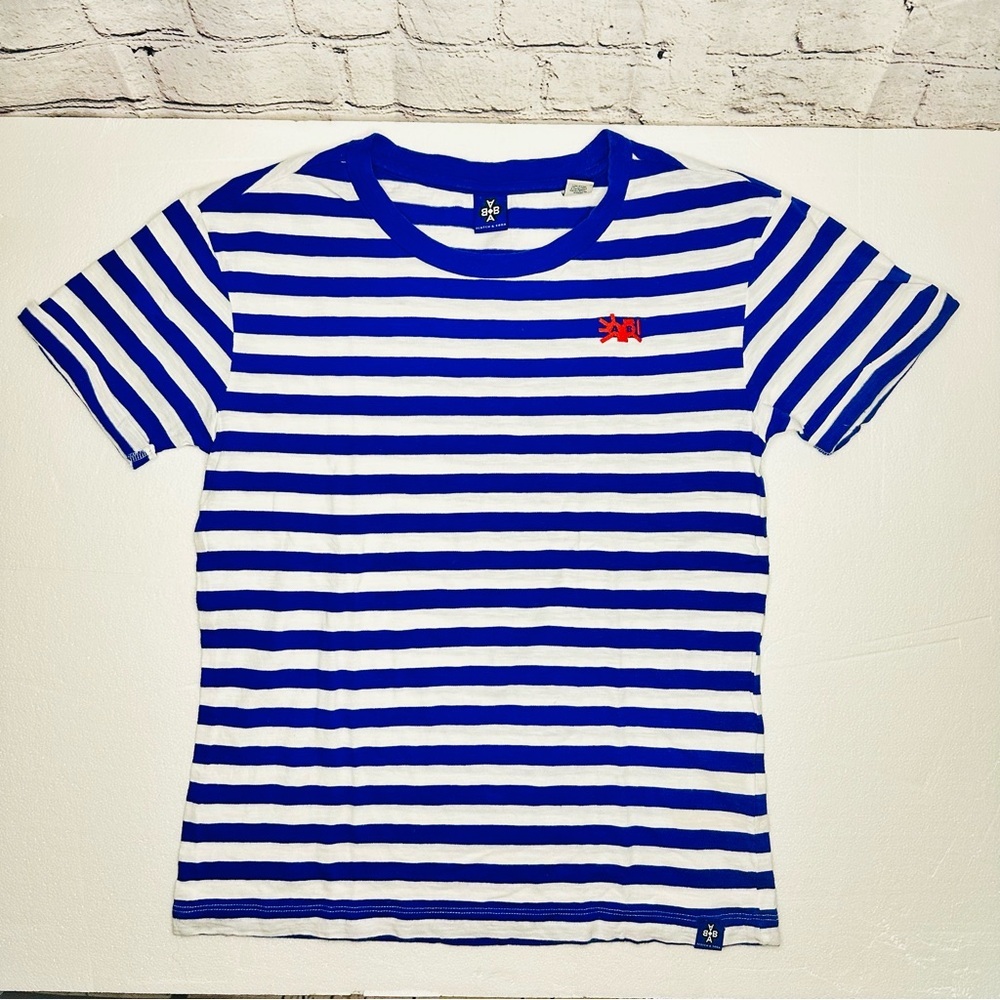 SCOTCH & SODA Short Sleeved Striped T-Shirt XS Blue & White cotton women’s